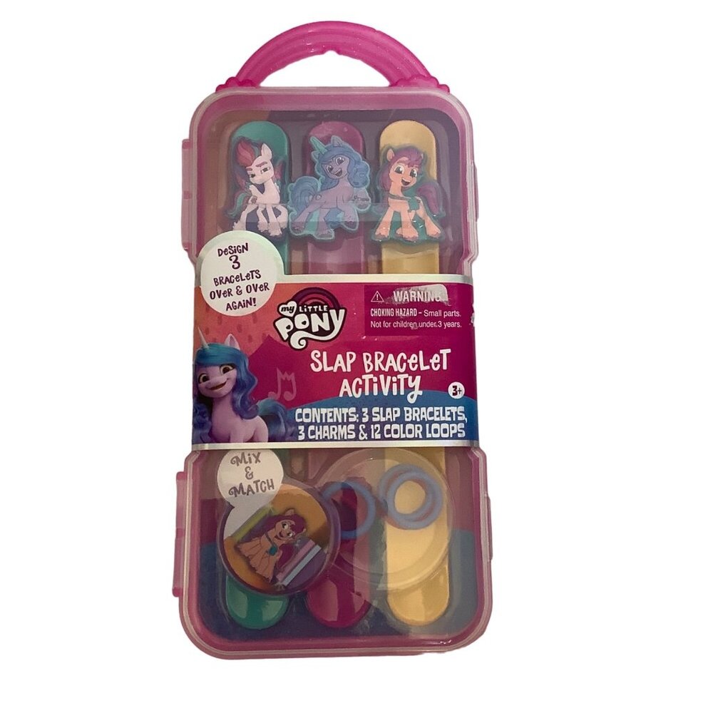 My Little Pony Slap Bracelet Activity Kit 3 Slap Bracelets 3 Charms 12 Loops NEW
